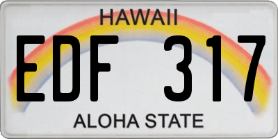 HI license plate EDF317