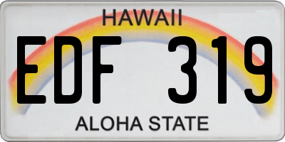 HI license plate EDF319