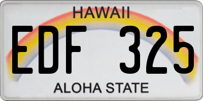 HI license plate EDF325