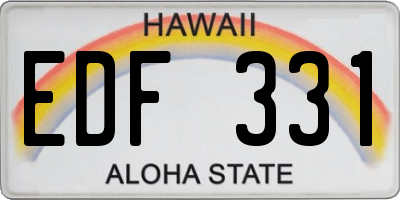 HI license plate EDF331