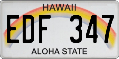 HI license plate EDF347