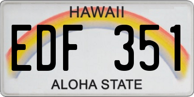 HI license plate EDF351
