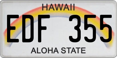 HI license plate EDF355