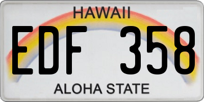 HI license plate EDF358