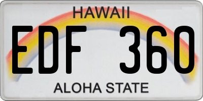 HI license plate EDF360