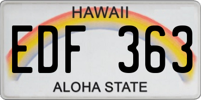 HI license plate EDF363