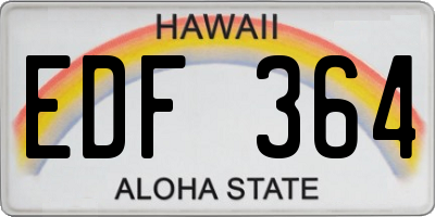 HI license plate EDF364