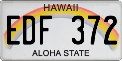 HI license plate EDF372