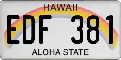 HI license plate EDF381