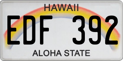 HI license plate EDF392