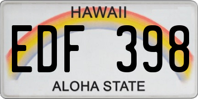 HI license plate EDF398