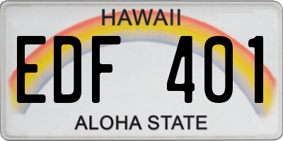 HI license plate EDF401