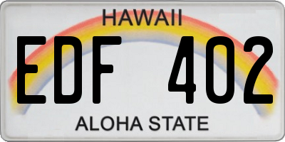 HI license plate EDF402