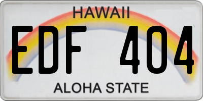 HI license plate EDF404