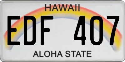 HI license plate EDF407