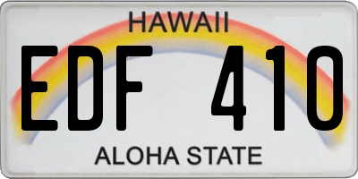 HI license plate EDF410