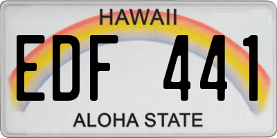 HI license plate EDF441