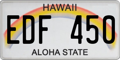 HI license plate EDF450