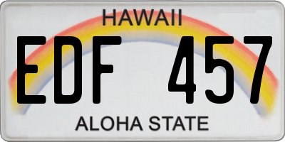 HI license plate EDF457