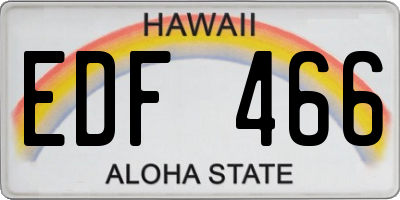 HI license plate EDF466