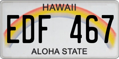 HI license plate EDF467