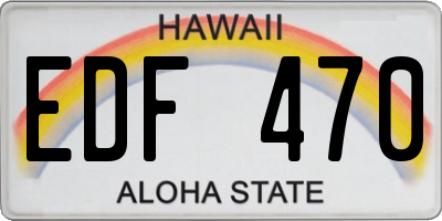 HI license plate EDF470