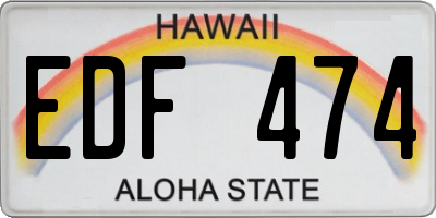 HI license plate EDF474