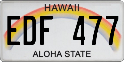 HI license plate EDF477