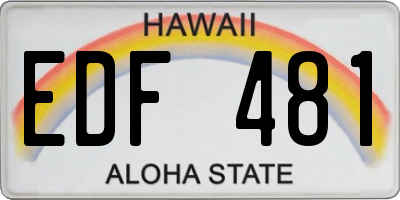 HI license plate EDF481