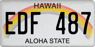 HI license plate EDF487