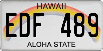 HI license plate EDF489