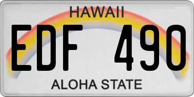 HI license plate EDF490