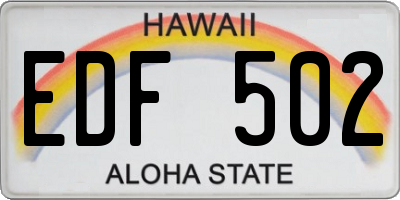 HI license plate EDF502