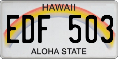 HI license plate EDF503