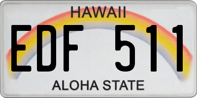 HI license plate EDF511