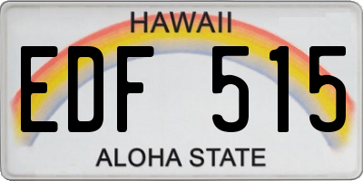 HI license plate EDF515