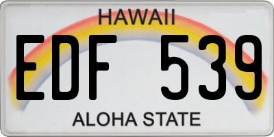 HI license plate EDF539