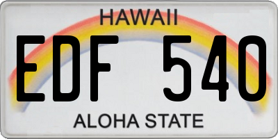 HI license plate EDF540