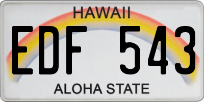 HI license plate EDF543