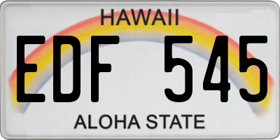 HI license plate EDF545