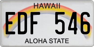 HI license plate EDF546