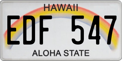 HI license plate EDF547