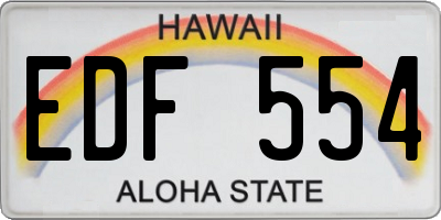 HI license plate EDF554