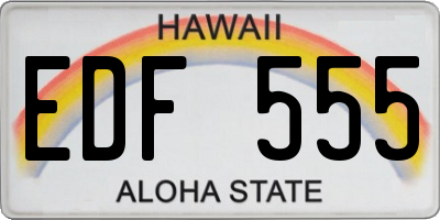 HI license plate EDF555