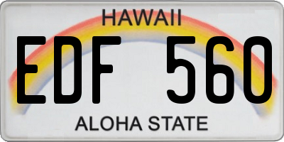 HI license plate EDF560