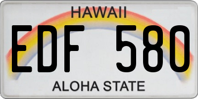 HI license plate EDF580