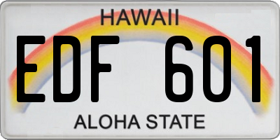 HI license plate EDF601