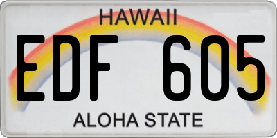 HI license plate EDF605