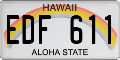 HI license plate EDF611