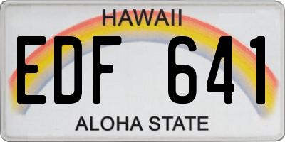 HI license plate EDF641